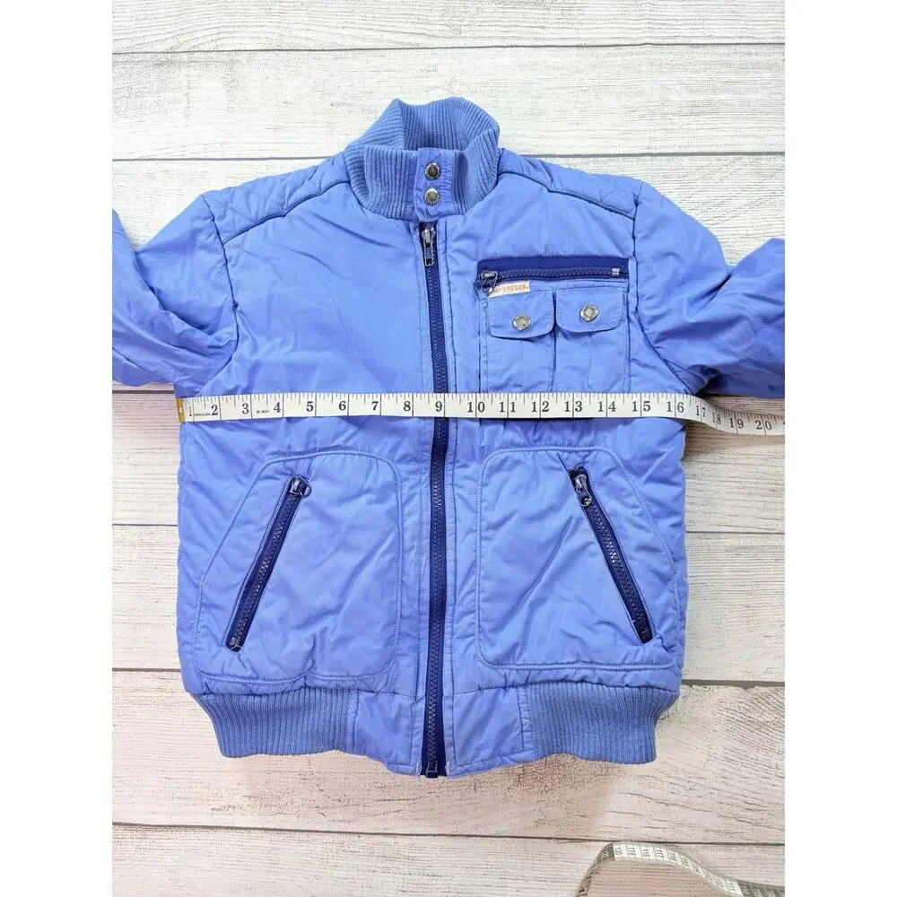 McGregor Vintage Youth Kids Bomber Jacket Coat Blue Pockets Size 12